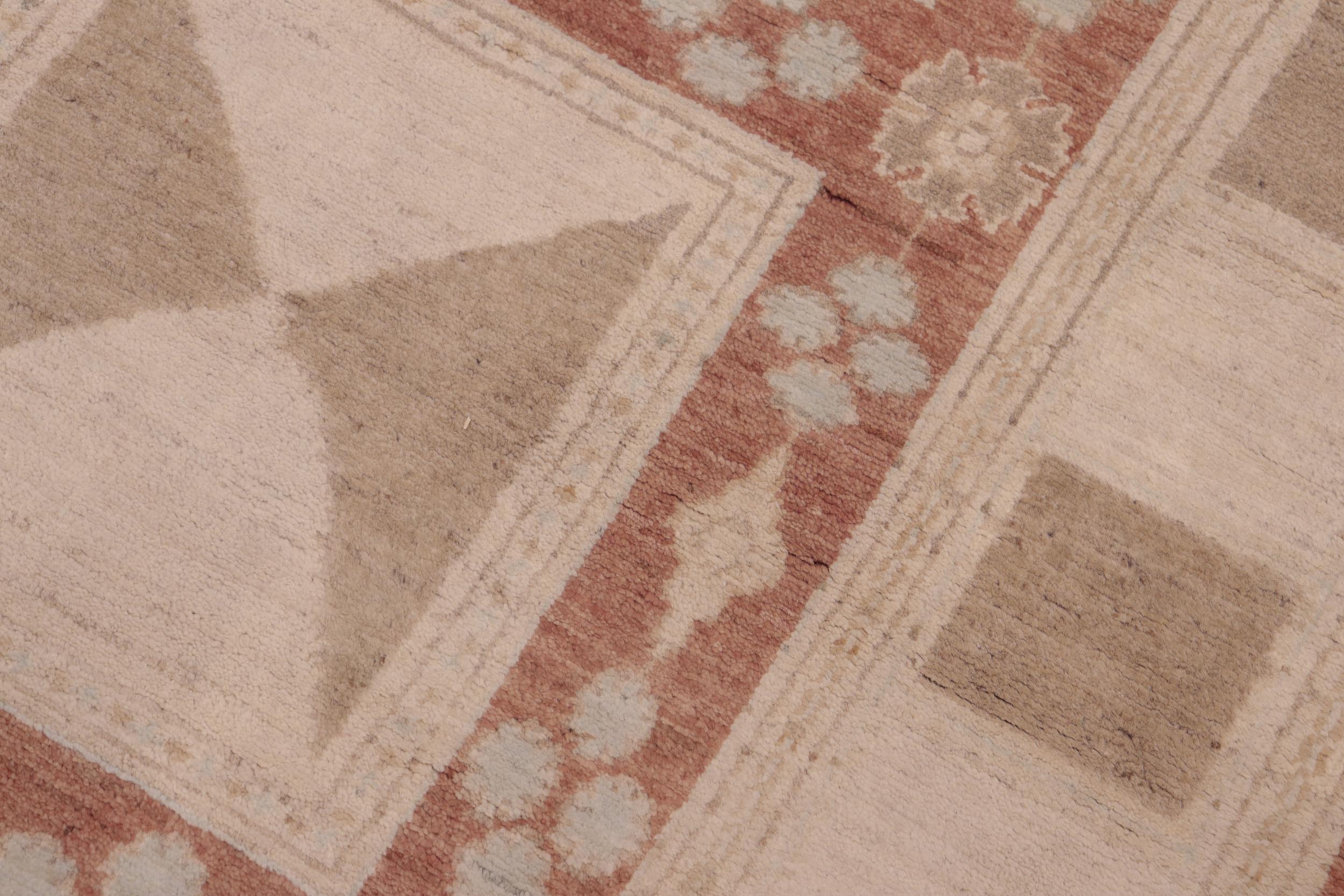 handmade Modern Kafkaz Rust Tan Hand Knotted RECTANGLE 100% WOOL area rug 6' x 9'