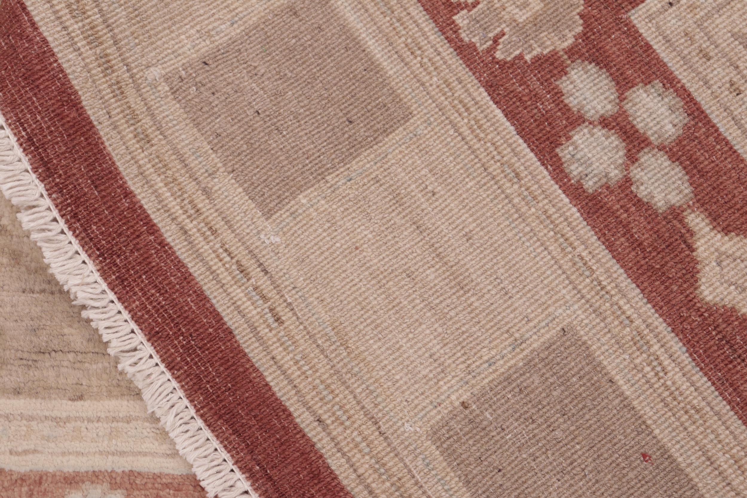 handmade Modern Kafkaz Rust Tan Hand Knotted RECTANGLE 100% WOOL area rug 6' x 9'