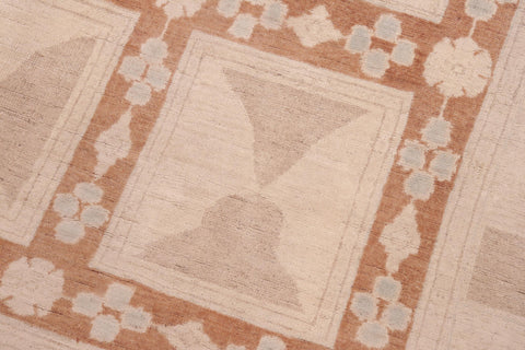 handmade Modern Kafkaz Rust Tan Hand Knotted RECTANGLE 100% WOOL area rug 6' x 9'