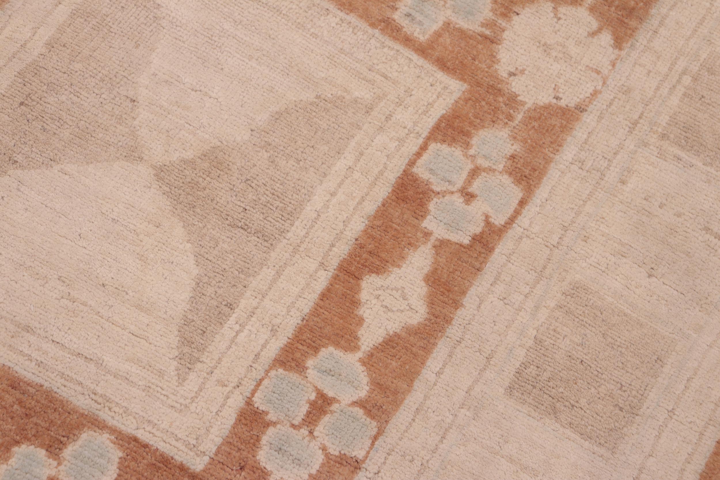 handmade Modern Kafkaz Rust Tan Hand Knotted RECTANGLE 100% WOOL area rug 6' x 9'