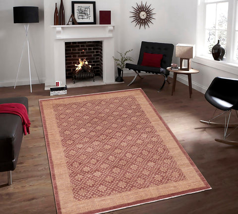 handmade Modern Kafkaz Red Brown Hand Knotted RECTANGLE 100% WOOL area rug 6' x 9'