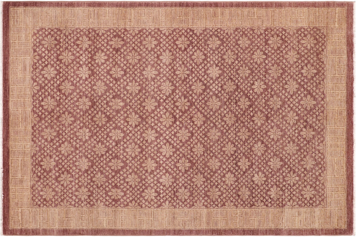 handmade Modern Kafkaz Red Brown Hand Knotted RECTANGLE 100% WOOL area rug 6' x 9'