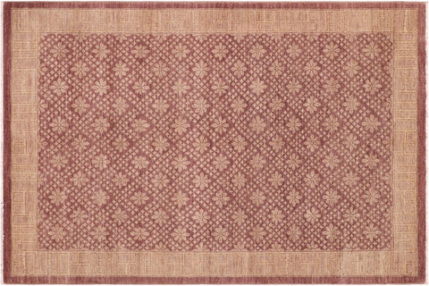 handmade Modern Kafkaz Red Brown Hand Knotted RECTANGLE 100% WOOL area rug 6' x 9'