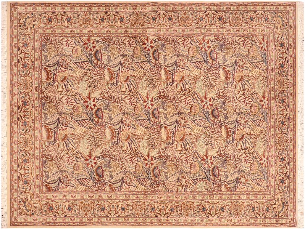 handmade Traditional Nagi Beige Gold Hand Knotted RECTANGLE 100% WOOL area rug 6x9