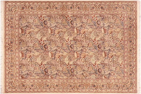 handmade Transitional Nagi Beige Gold Hand Knotted RECTANGLE 100% WOOL area rug 6x9