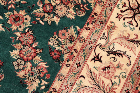 handmade Transitional Gulab Green Ivory Hand Knotted RECTANGLE 100% WOOL area rug 6x9