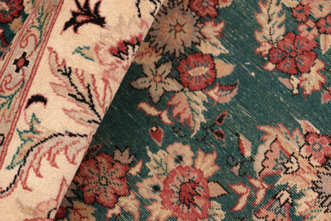 handmade Transitional Gulab Green Ivory Hand Knotted RECTANGLE 100% WOOL area rug 6x9