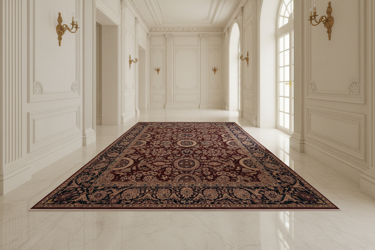 handmade Transitional Agra Tabriz Aubergine Blue Hand Knotted RECTANGLE 100% WOOL area rug 6 x 9