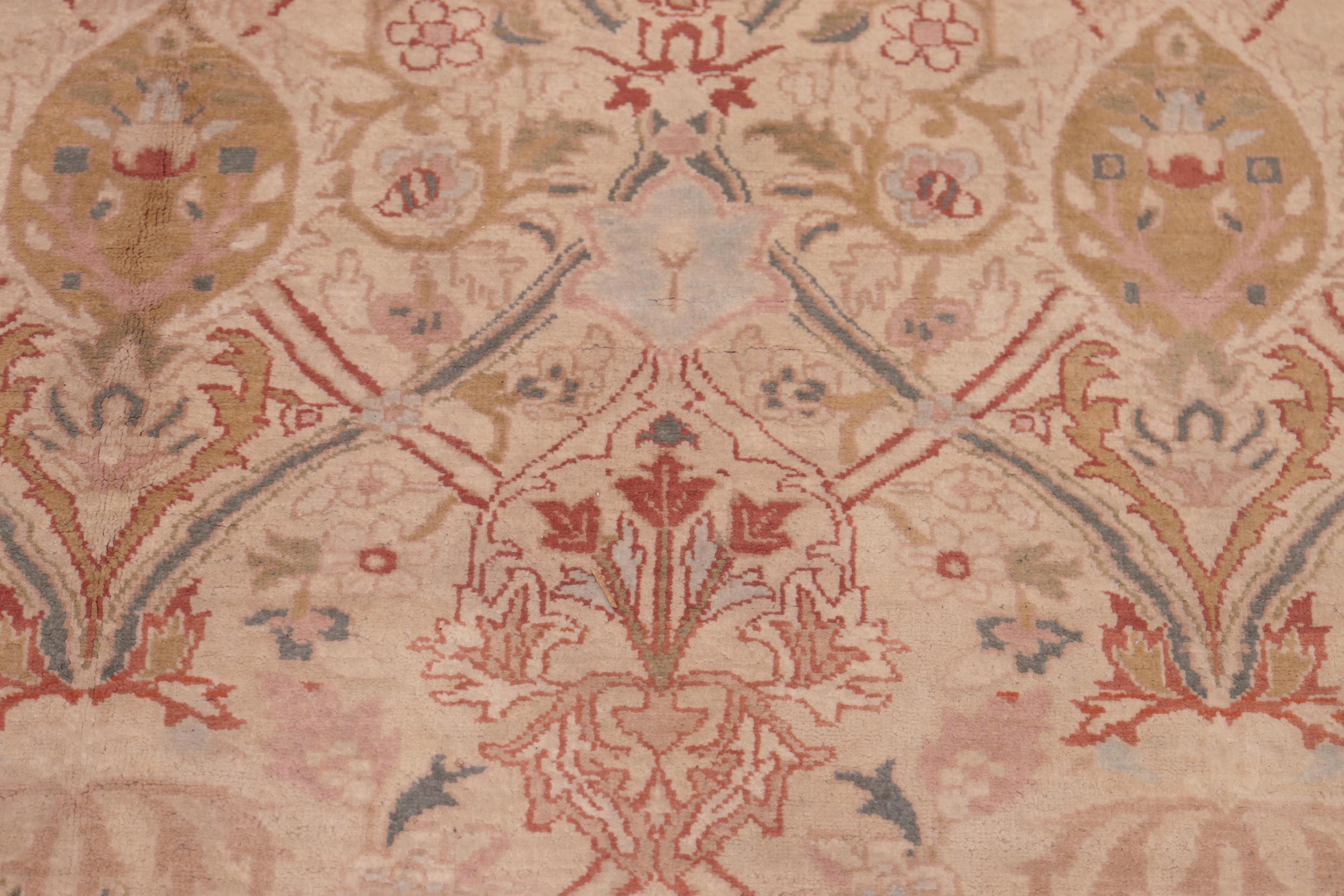 handmade Transitional Mujahid Tan Red Hand Knotted RECTANGLE 100% WOOL area rug 6x9
