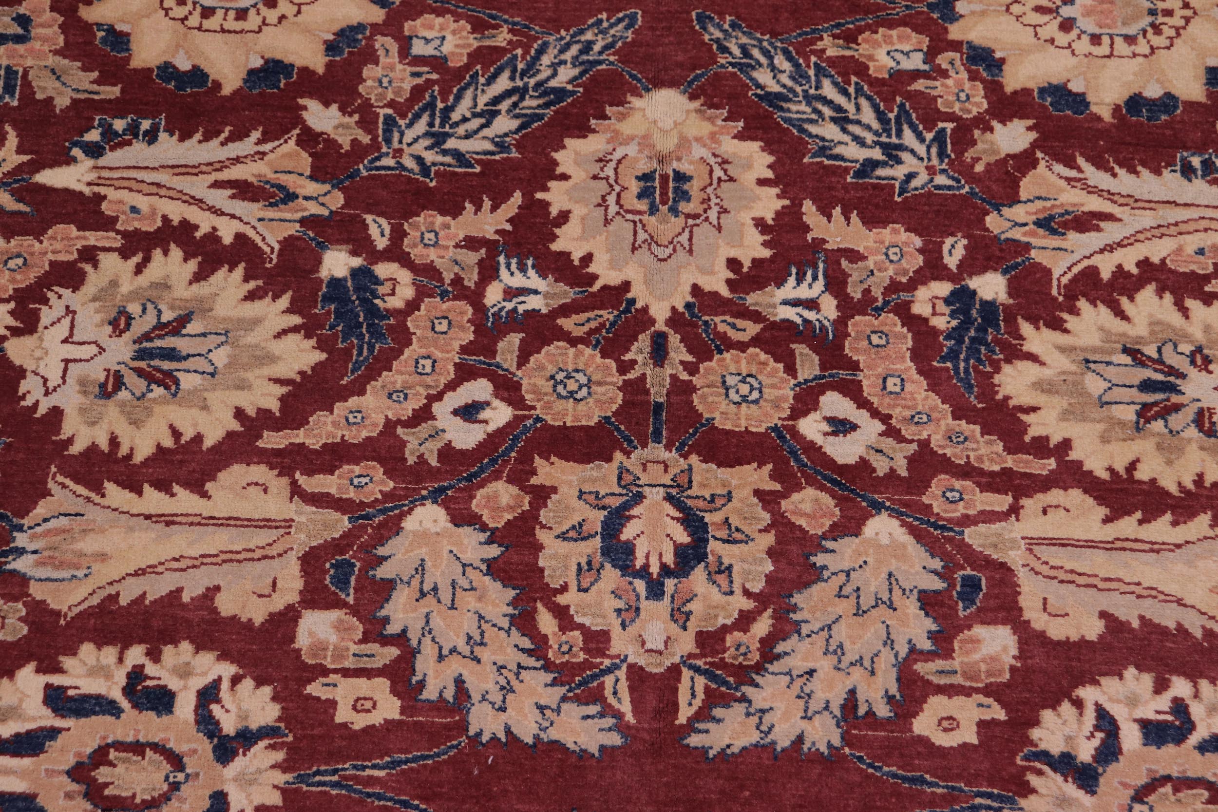 handmade Traditional Lahore Drk. Red Blue Hand Knotted RECTANGLE 100% WOOL area rug 6' x 9'