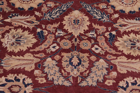 handmade Traditional Lahore Drk. Red Blue Hand Knotted RECTANGLE 100% WOOL area rug 6' x 9'