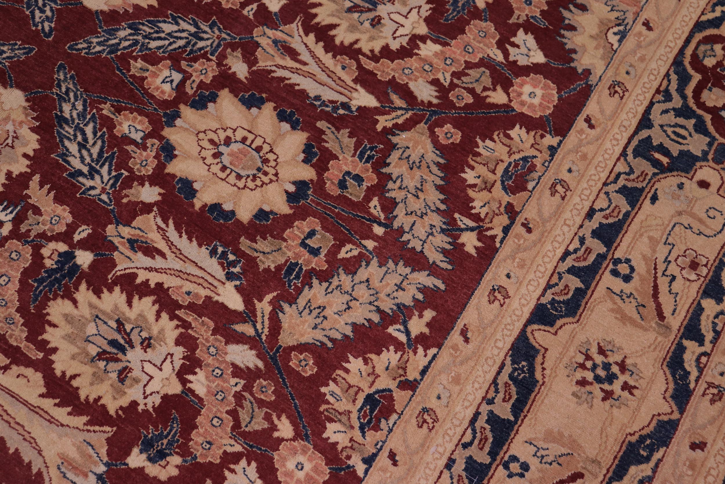 handmade Traditional Lahore Drk. Red Blue Hand Knotted RECTANGLE 100% WOOL area rug 6' x 9'