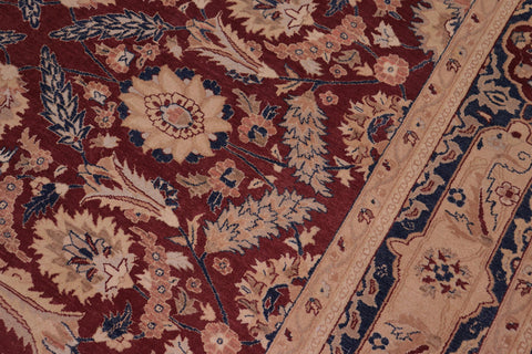 handmade Traditional Lahore Drk. Red Blue Hand Knotted RECTANGLE 100% WOOL area rug 6' x 9'
