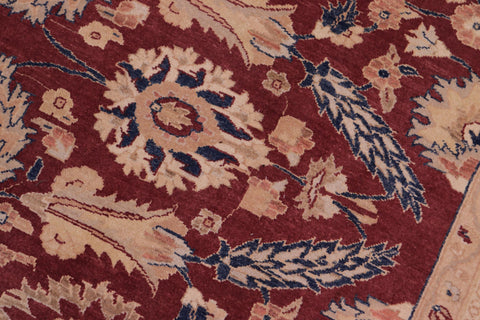 handmade Traditional Lahore Drk. Red Blue Hand Knotted RECTANGLE 100% WOOL area rug 6' x 9'