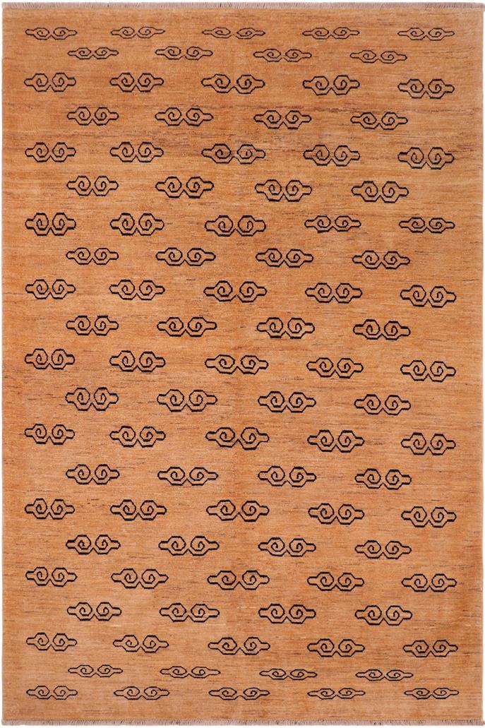 handmade Modern Kafkaz Tan Blue Hand Knotted RECTANGLE 100% WOOL area rug 7X8