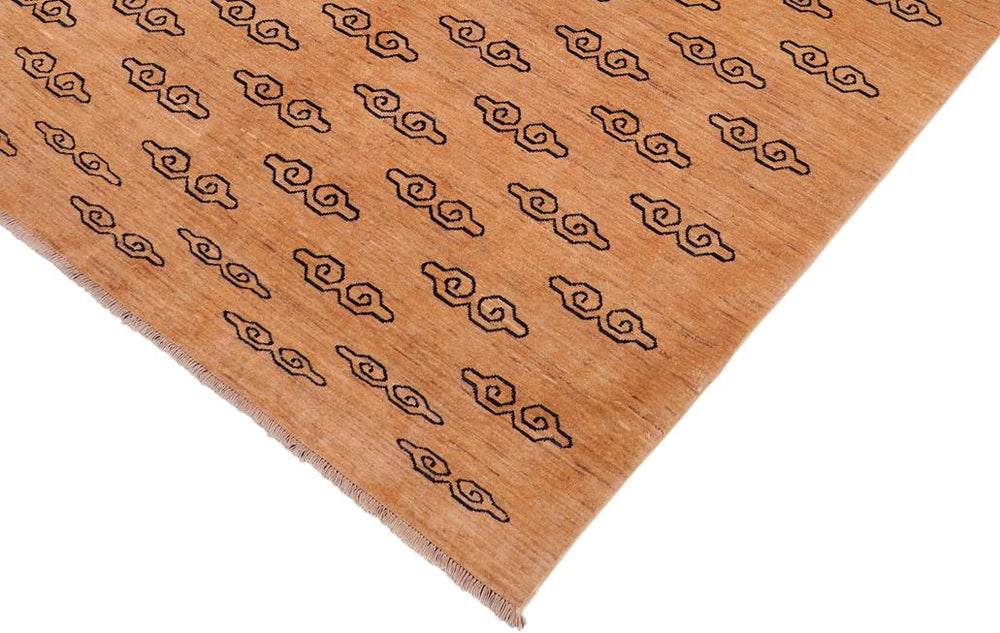 handmade Modern Kafkaz Tan Blue Hand Knotted RECTANGLE 100% WOOL area rug 7X8