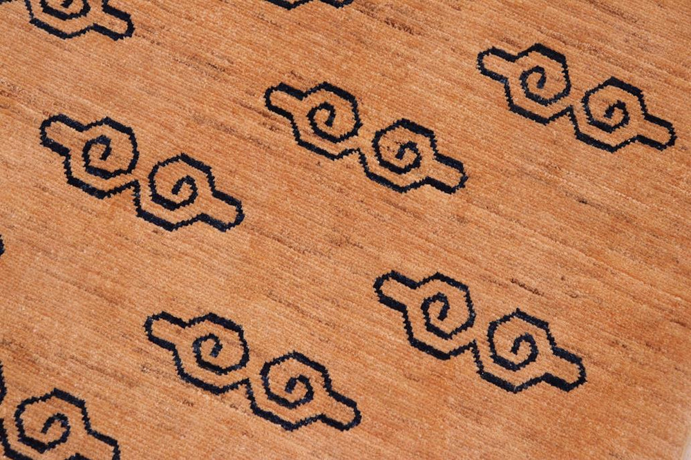 handmade Modern Kafkaz Tan Blue Hand Knotted RECTANGLE 100% WOOL area rug 7X8