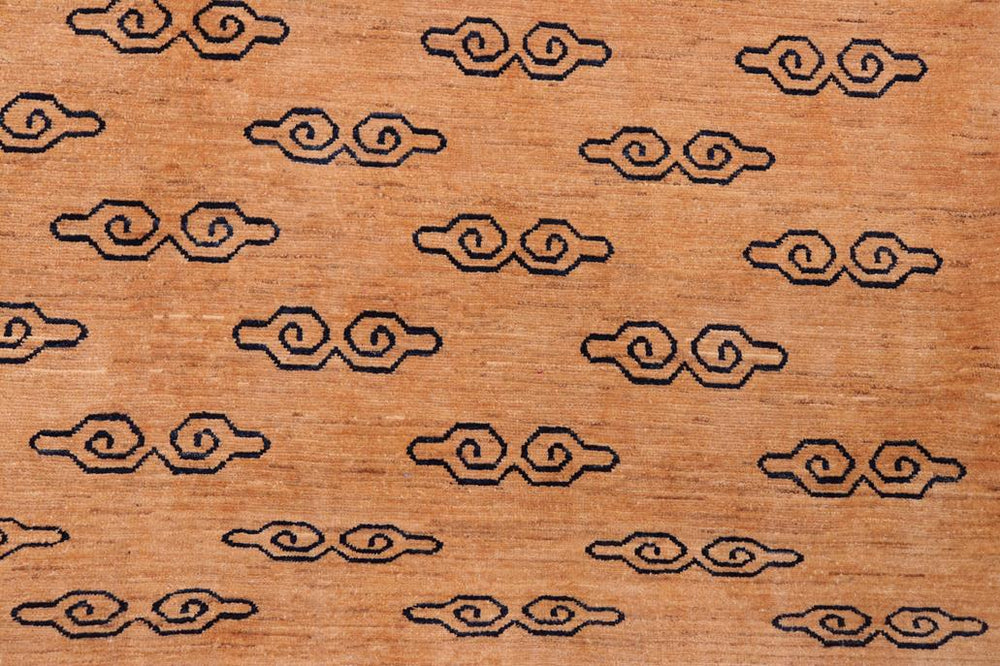 handmade Modern Kafkaz Tan Blue Hand Knotted RECTANGLE 100% WOOL area rug 7X8