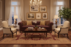 Turkish Knotted Istanbul Francisc Red/Gold Wool Rug - 6'1''X9'1''