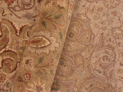 handmade Traditional Farahan Taupe Green Hand Knotted RECTANGLE 100% WOOL area rug 6x9