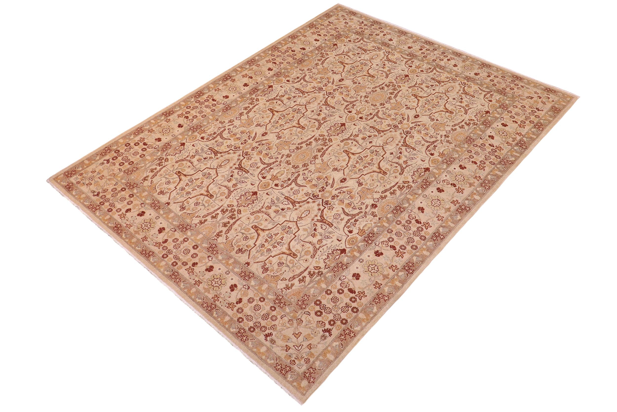 handmade Transitional Lahore Tan Tan Hand Knotted RECTANGLE 100% WOOL area rug 6' x 9'