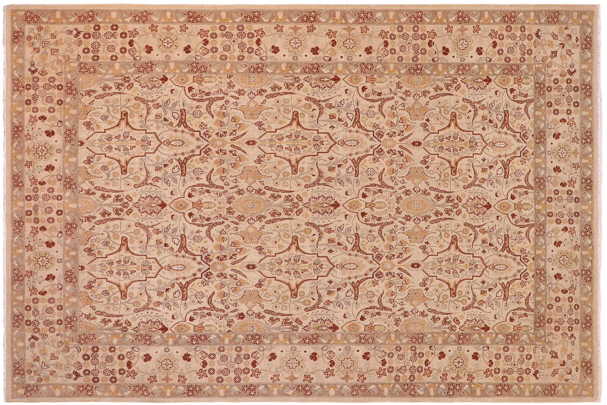 handmade Transitional Lahore Tan Tan Hand Knotted RECTANGLE 100% WOOL area rug 6' x 9'