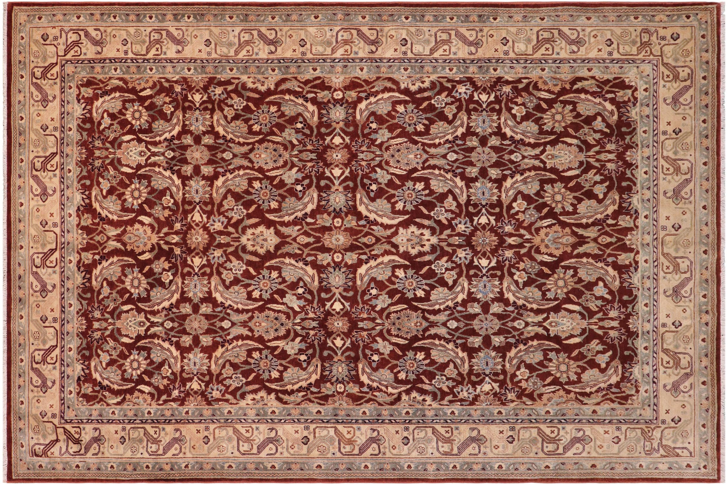 handmade Transitional Kafkaz Copper Tan Hand Knotted RECTANGLE 100% WOOL area rug 6' x 9'