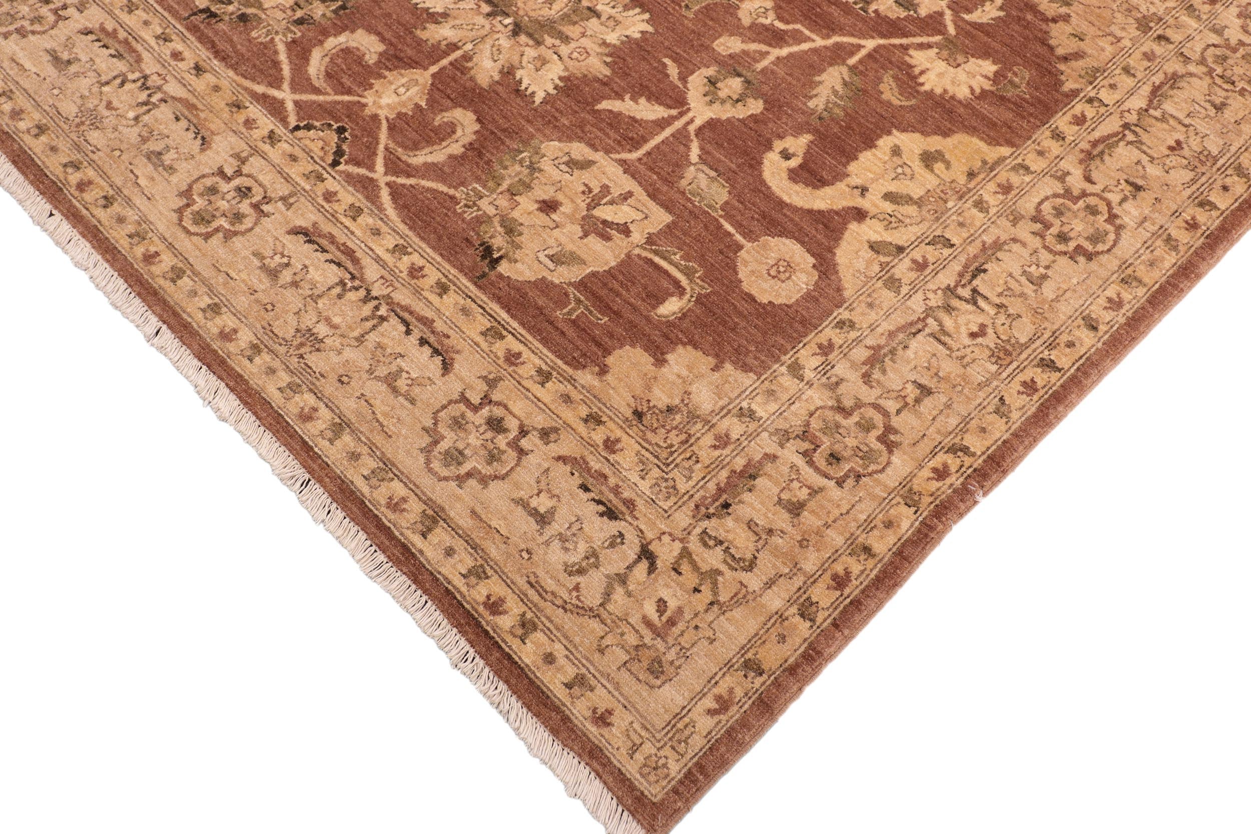 handmade Traditional Kafkaz Brown Tan Hand Knotted RECTANGLE 100% WOOL area rug 8x9