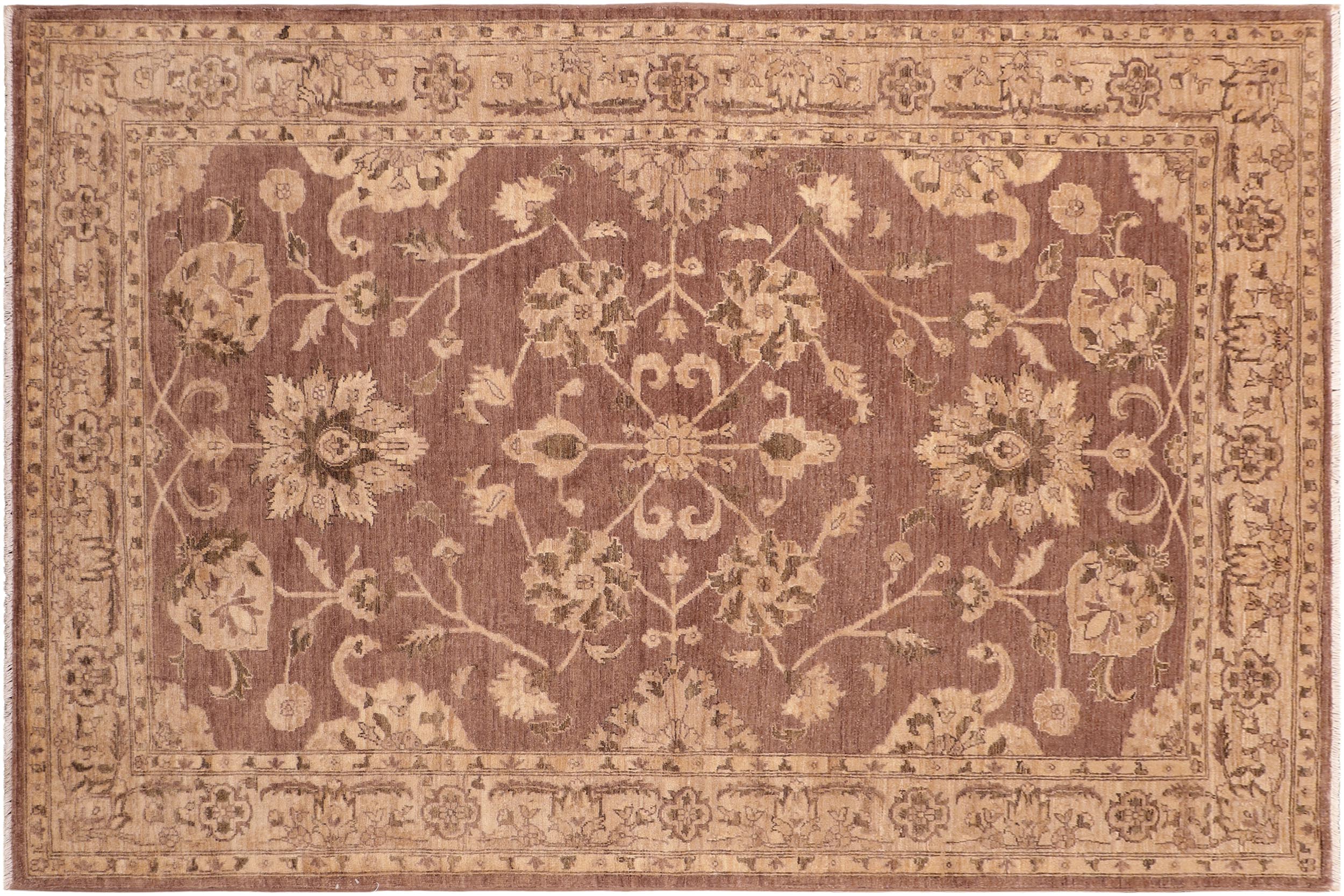 handmade Traditional Kafkaz Brown Tan Hand Knotted RECTANGLE 100% WOOL area rug 6x9