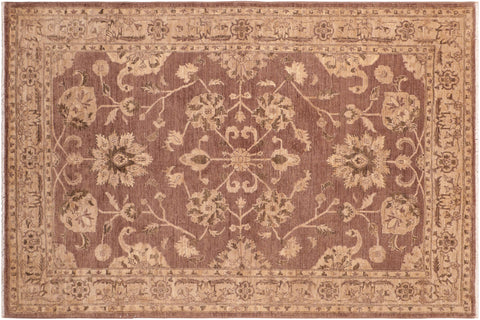 handmade Traditional Kafkaz Brown Tan Hand Knotted RECTANGLE 100% WOOL area rug 6x9