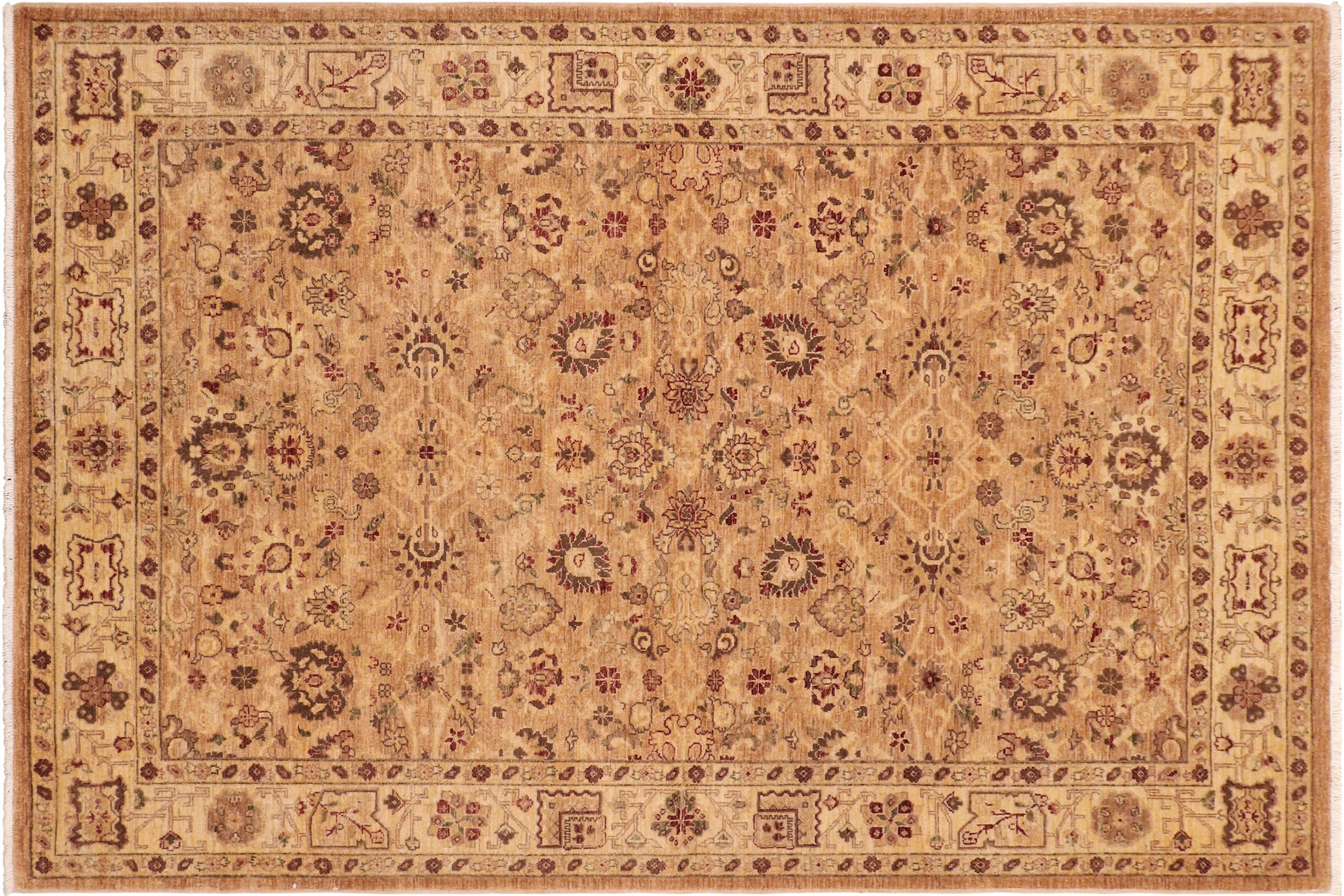 handmade Traditional Kafkaz Tan Beige Hand Knotted RECTANGLE 100% WOOL area rug 6x9