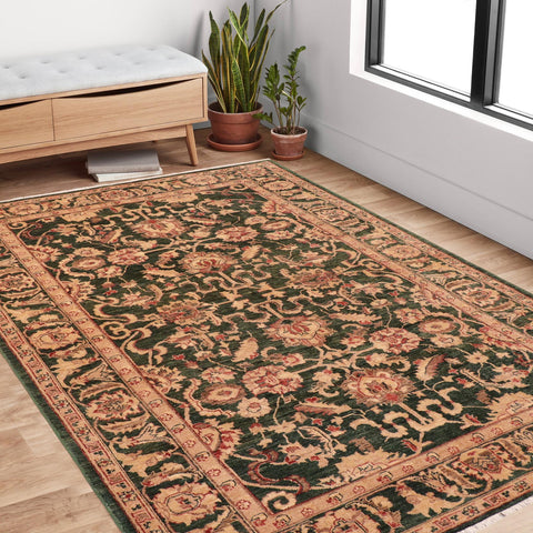 handmade Traditional Kafkaz Green Rust Hand Knotted RECTANGLE 100% WOOL area rug 6x9