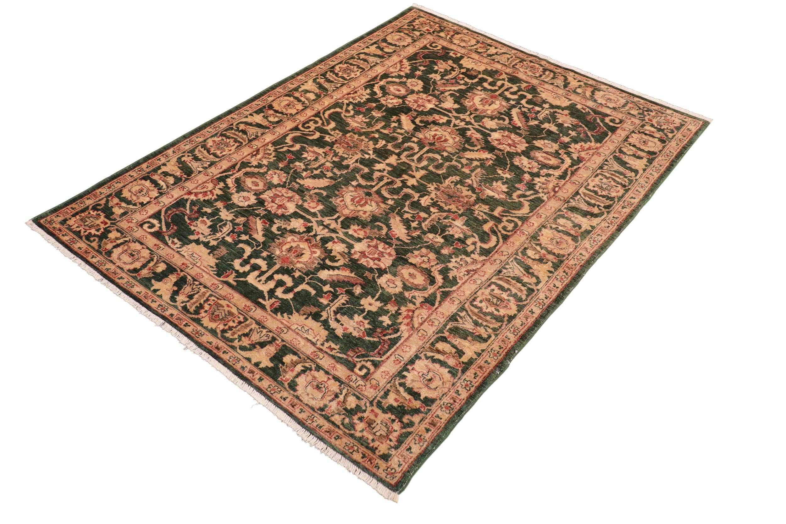 handmade Traditional Kafkaz Green Rust Hand Knotted RECTANGLE 100% WOOL area rug 6x9
