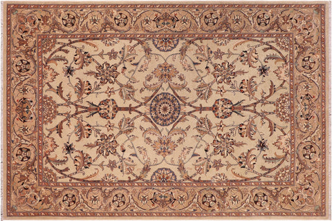 handmade Traditional Kafkaz Tan Dark Tan Hand Knotted RECTANGLE 100% WOOL area rug 6' x 9'