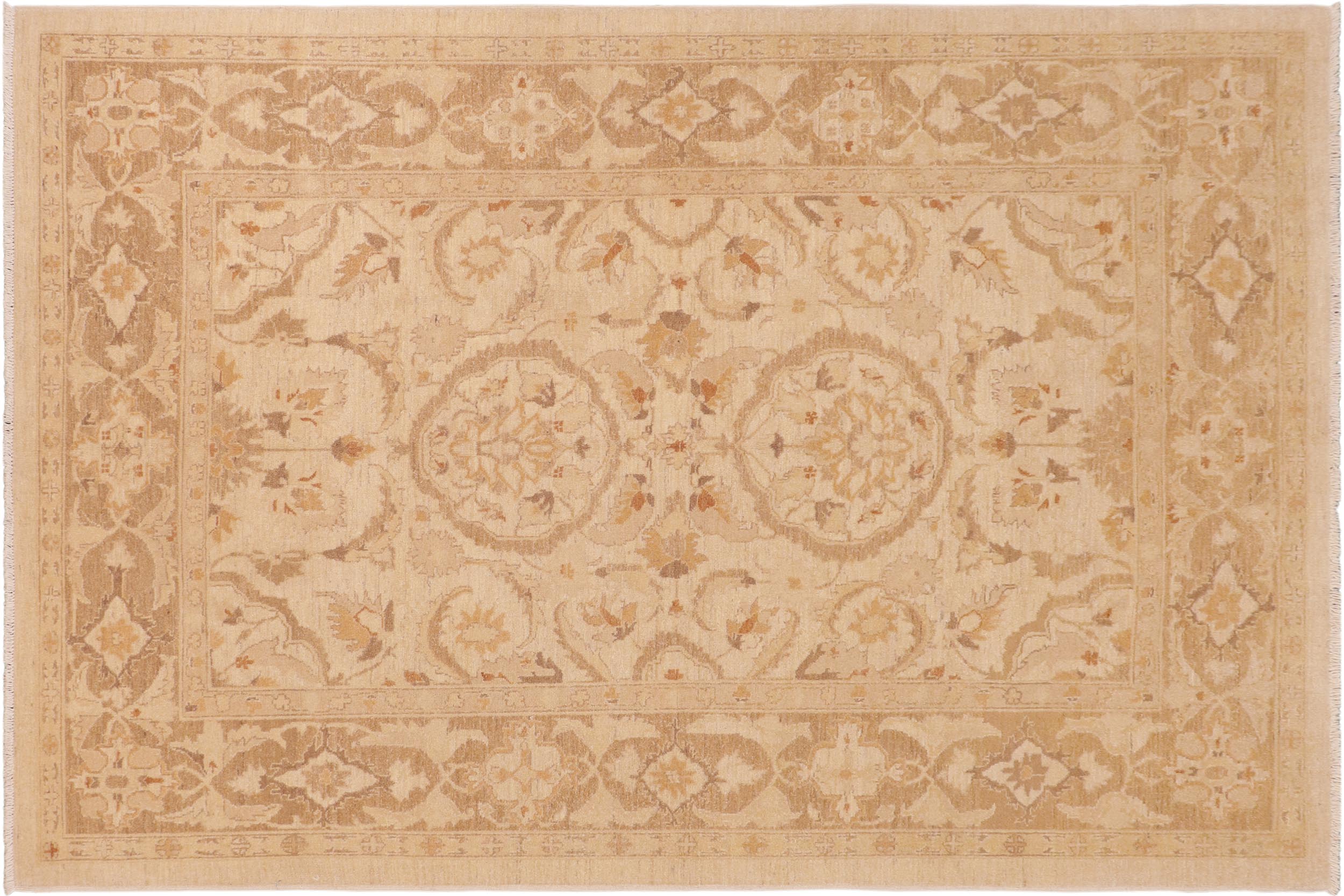 handmade Traditional Kafkaz Beige Brown Hand Knotted RECTANGLE 100% WOOL area rug 6x9