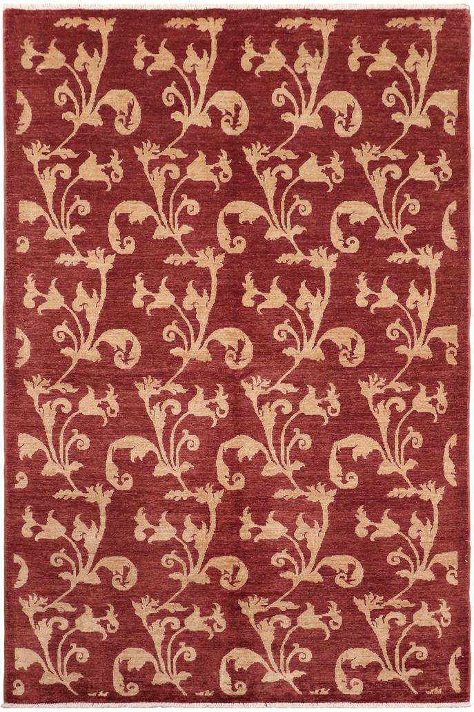 handmade Transitional Kafkaz Red Gold Hand Knotted RECTANGLE 100% WOOL area rug 6X9