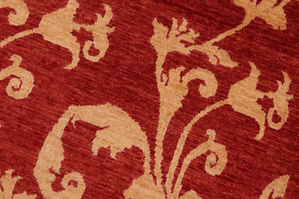 handmade Transitional Kafkaz Red Gold Hand Knotted RECTANGLE 100% WOOL area rug 6X9