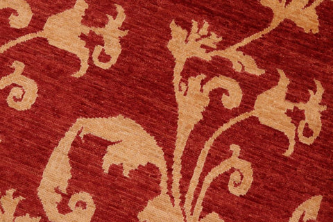 handmade Transitional Kafkaz Red Gold Hand Knotted RECTANGLE 100% WOOL area rug 6X9