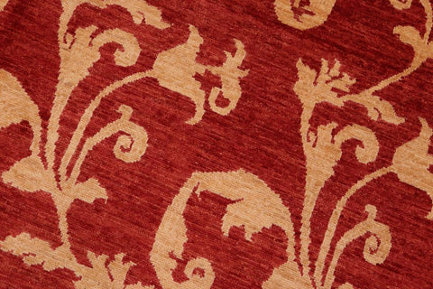 handmade Transitional Kafkaz Red Gold Hand Knotted RECTANGLE 100% WOOL area rug 6X9