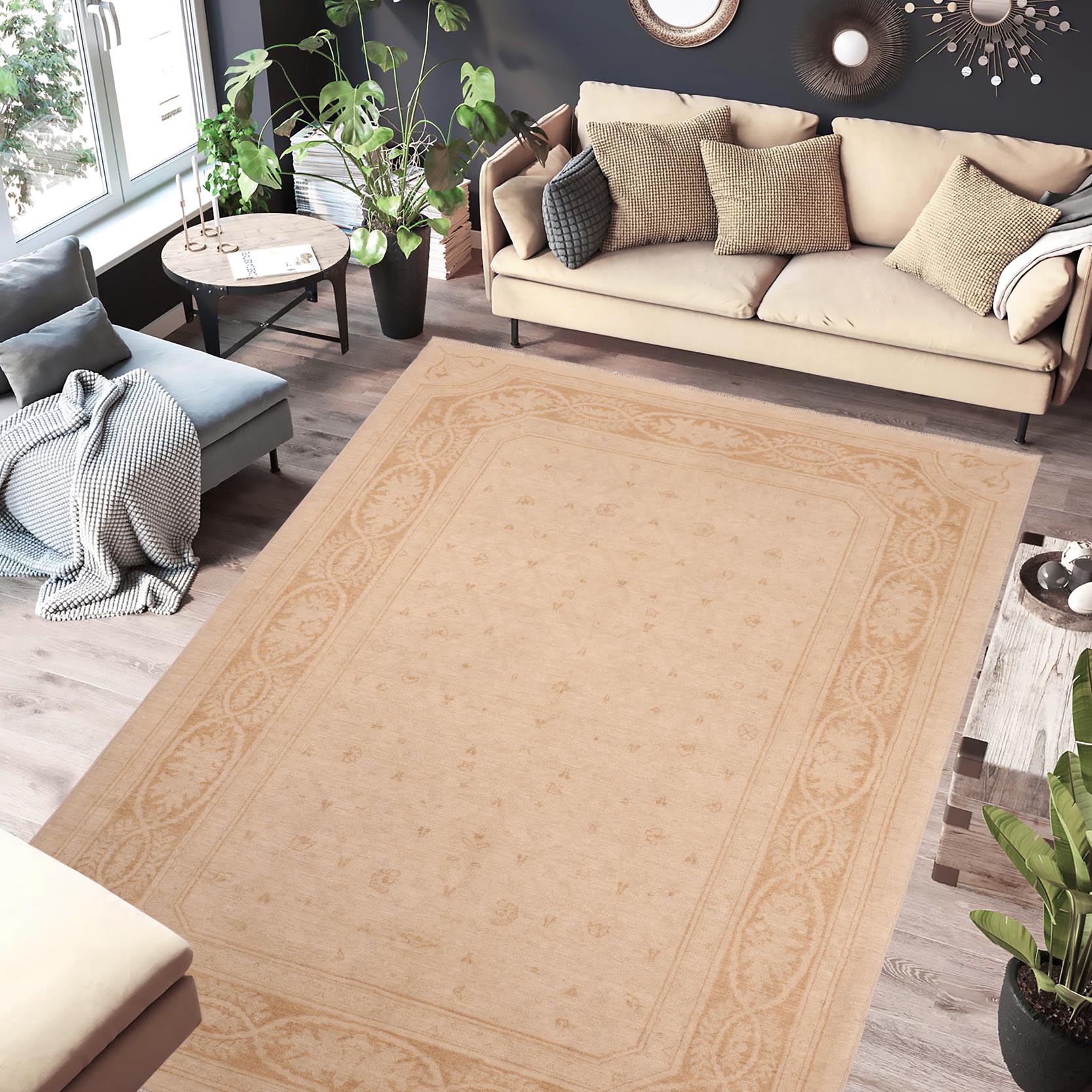 handmade Traditional Kafkaz Tan Rust Hand Knotted RECTANGLE 100% WOOL area rug 6x9