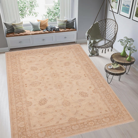 handmade Traditional Kafkaz Tan Brown Hand Knotted RECTANGLE 100% WOOL area rug 6x9