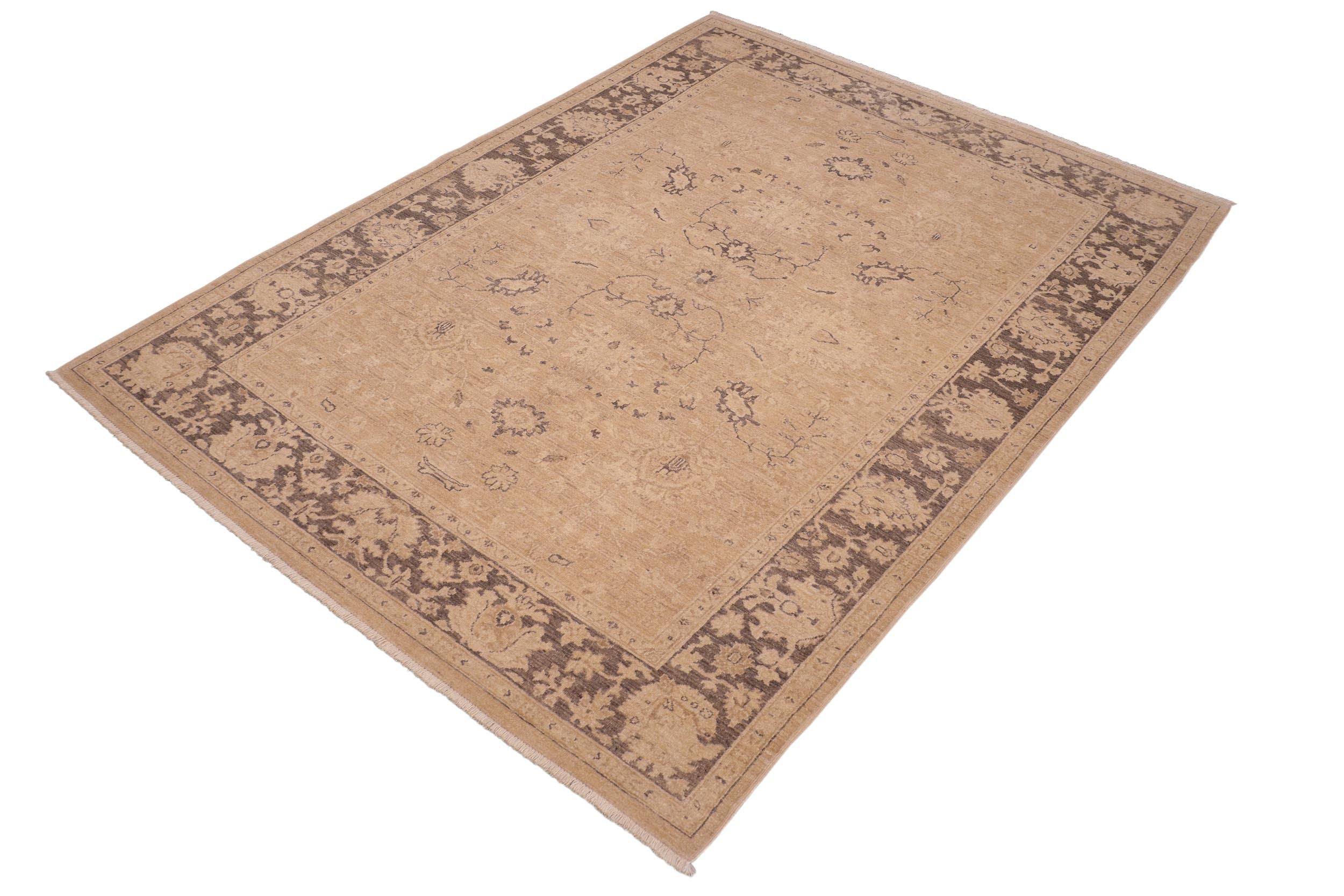 handmade Traditional Kafkaz Tan Brown Hand Knotted RECTANGLE 100% WOOL area rug 6x9
