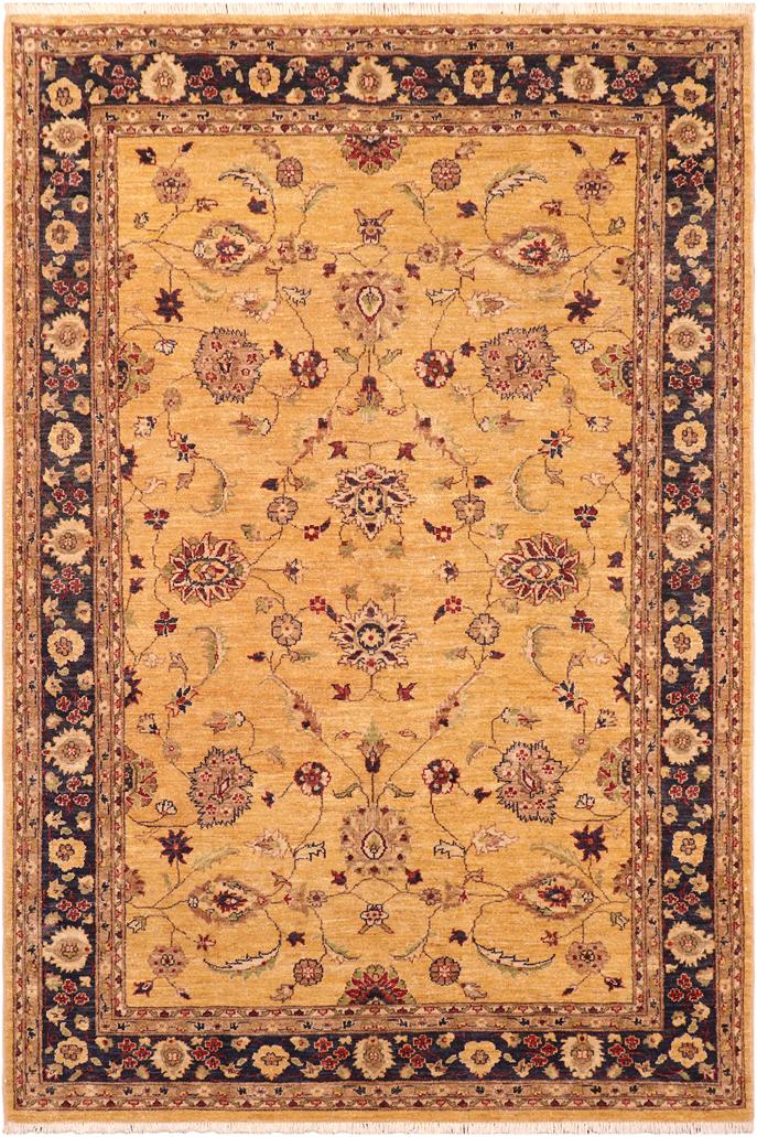 handmade Traditional Kafkaz Gold Blue Hand Knotted RECTANGLE 100% WOOL area rug 6X9