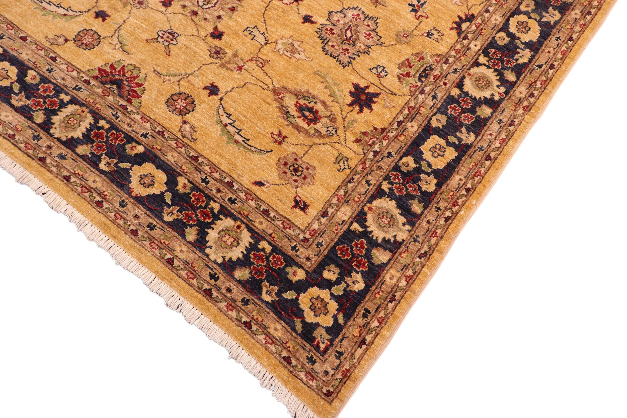 handmade Traditional Kafkaz Gold Blue Hand Knotted RECTANGLE 100% WOOL area rug 6x9
