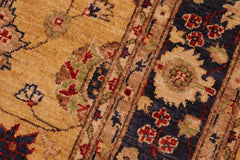 handmade Traditional Kafkaz Gold Blue Hand Knotted RECTANGLE 100% WOOL area rug 6X9