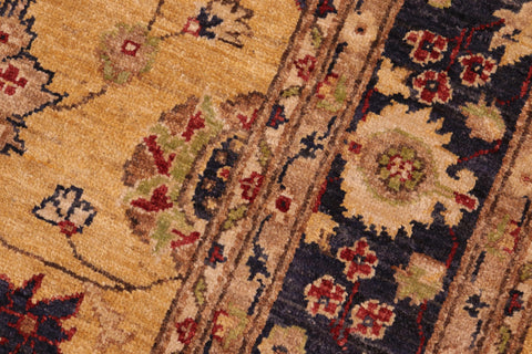 handmade Traditional Kafkaz Gold Blue Hand Knotted RECTANGLE 100% WOOL area rug 6x9