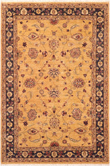 handmade Traditional Kafkaz Gold Blue Hand Knotted RECTANGLE 100% WOOL area rug 6X9