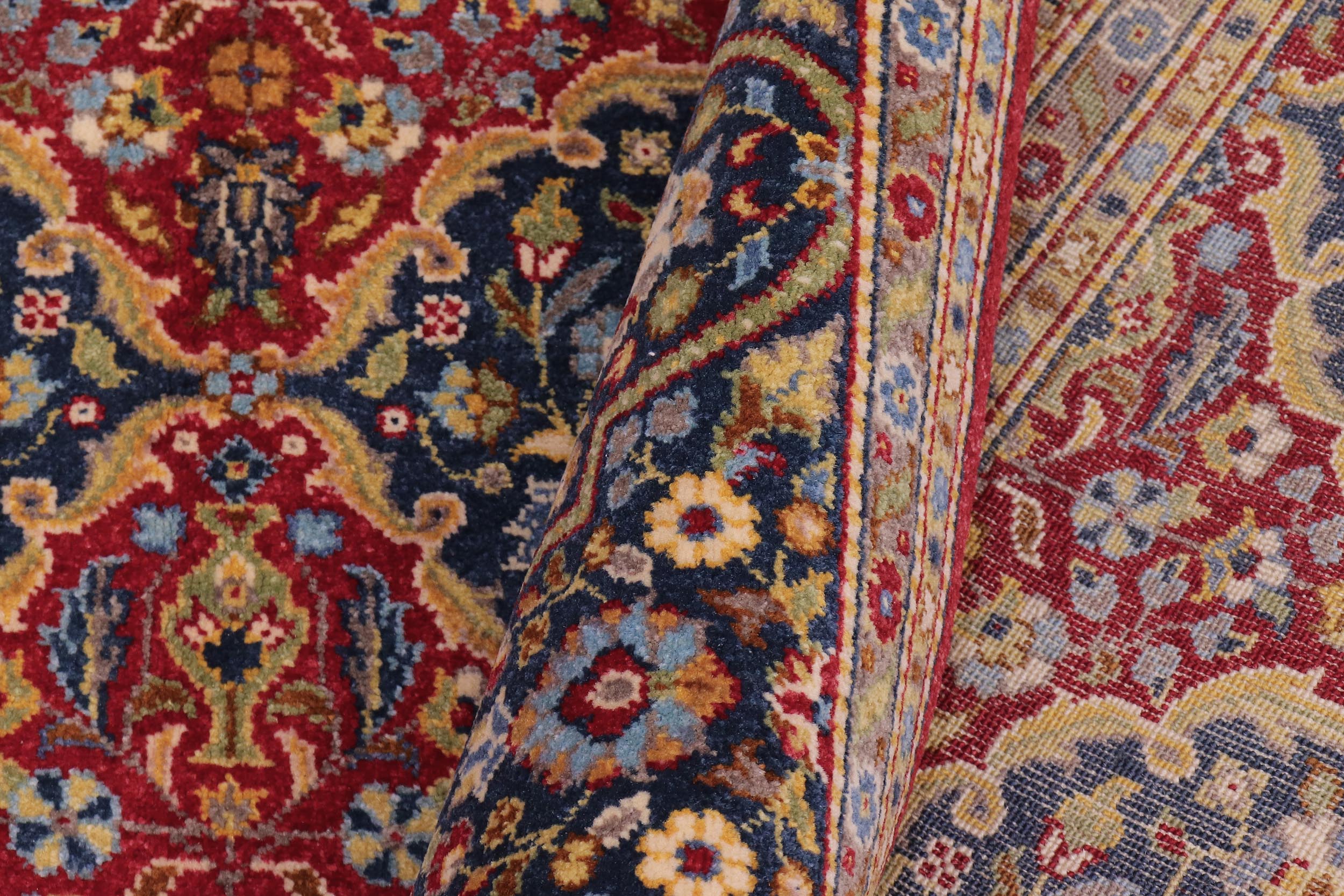 handmade Transitional  Red Teal Blue Hand Knotted RECTANGLE 100% WOOL area rug 6' x 9'