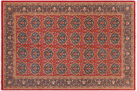 handmade Transitional  Red Teal Blue Hand Knotted RECTANGLE 100% WOOL area rug 6' x 9'