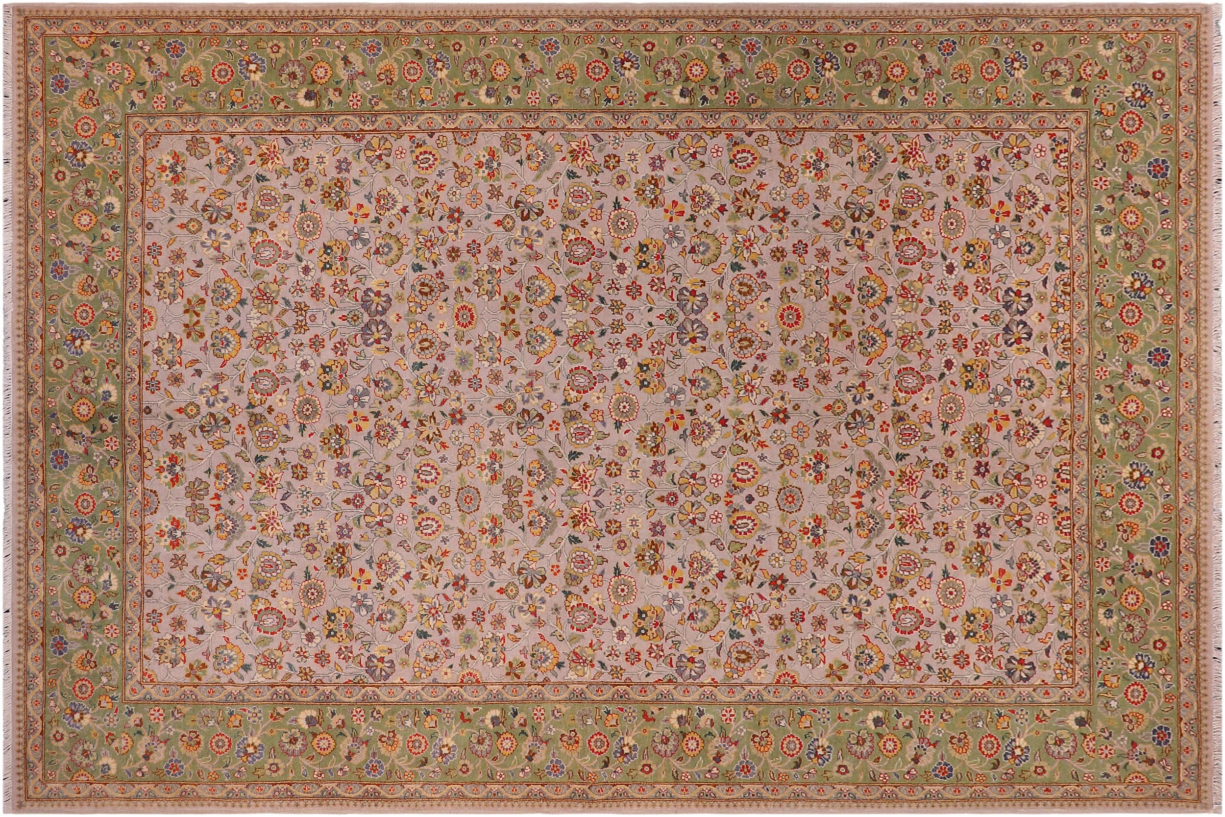 handmade Transitional  Gray Lt. Green Hand Knotted RECTANGLE 100% WOOL area rug 6' x 9'